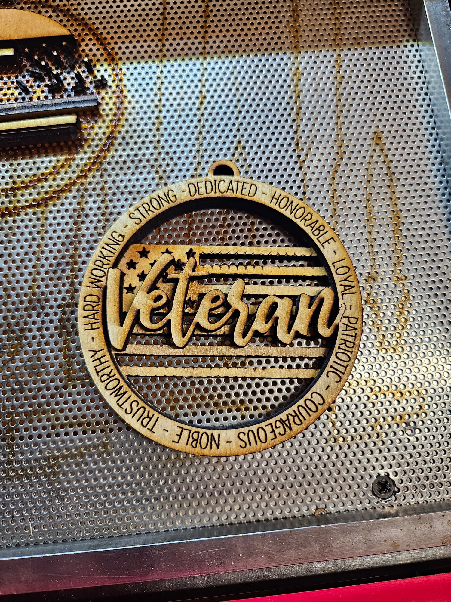 Wooden Engraved Veteran Christmas Tree Decoration
