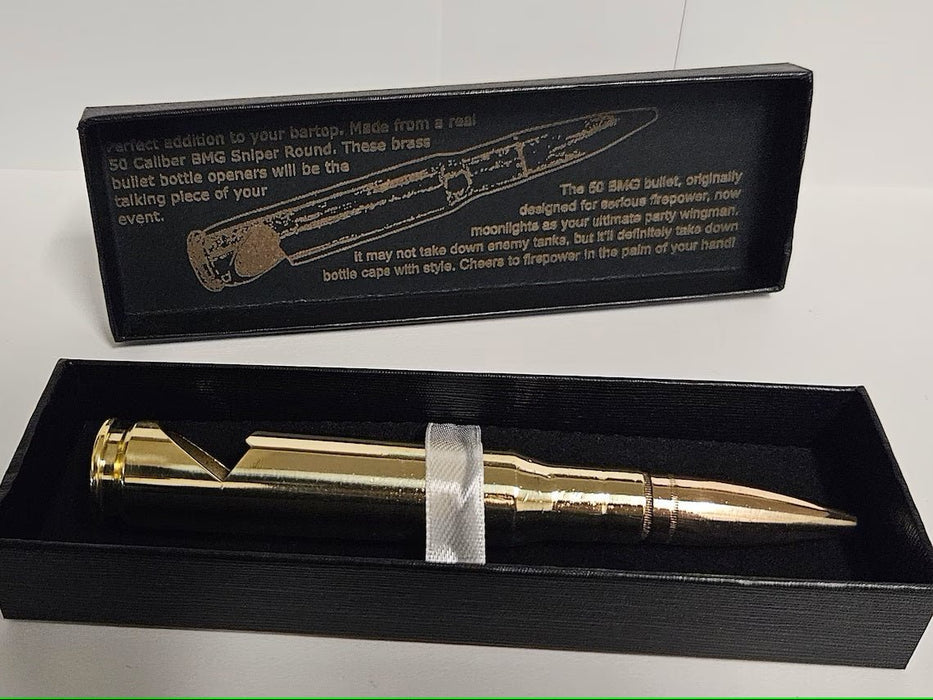 50 Caliber Brass Bullet Bottle Opener, Man Cave Accessory, Novelty Bottle Opener, Barware Gift, Hunting Themed Bottle Opener, Wedding Gift - HittCraft Bullet Gifts