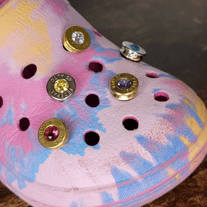 45 bullet casing birthstone croc jibbitz shoe charms clog bling shoe accessories