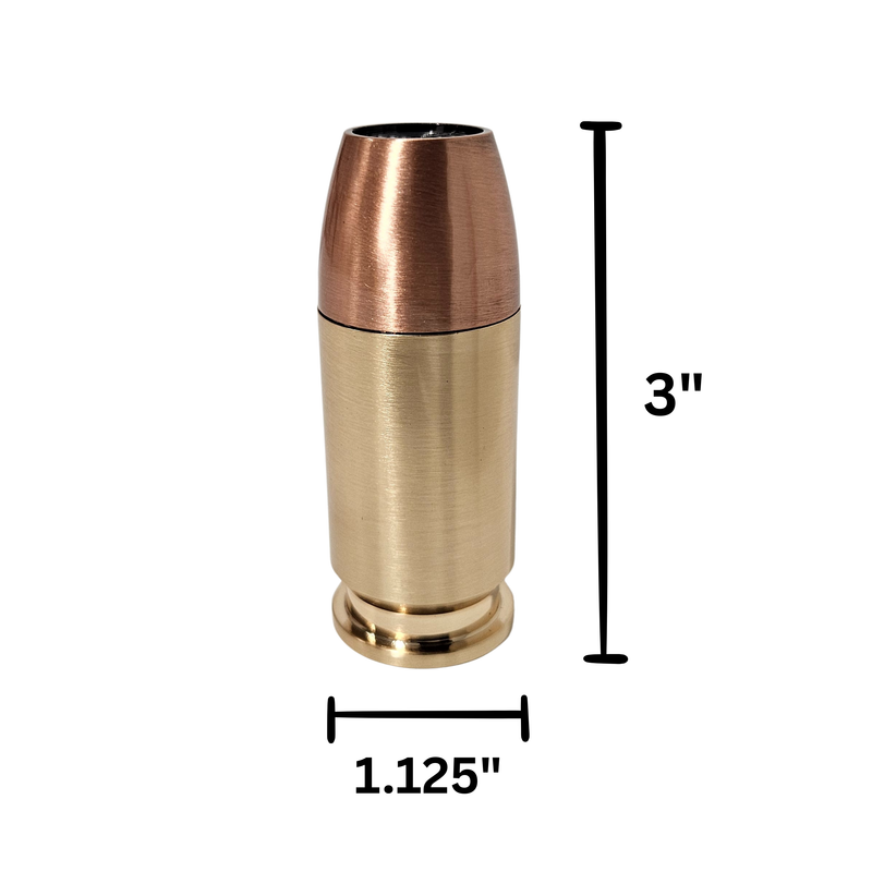 Hollow Point Bullet-Shaped Torch Lighter, 3-Inch, Blue Flame, Butane Refillable, Brass and Copper