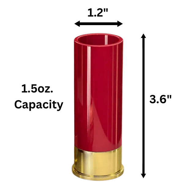 12 Gauge Shot Glasses, Set of 4, 1.5oz. Capacity, Red and Gold - HittCraft Bullet Gifts