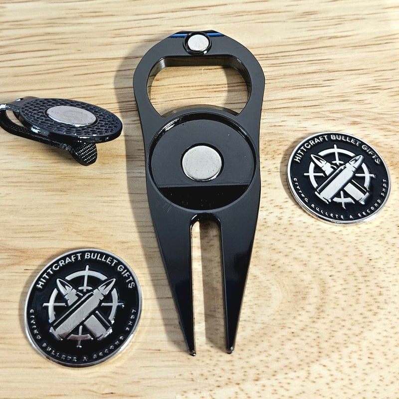 HittCraft Bullet Golf Divot Tool and Ball Marker Set