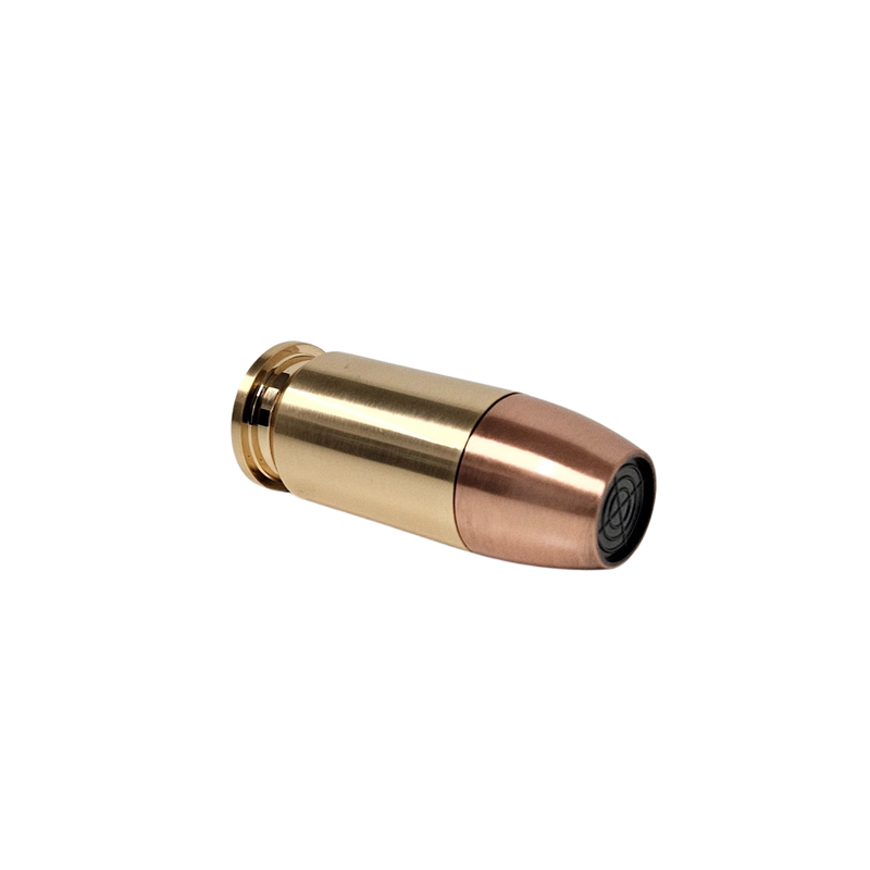 Hollow Point Bullet-Shaped Torch Lighter, 3-Inch, Blue Flame, Butane Refillable, Brass and Copper