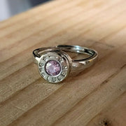 9mm bullet sterling silver ring with adjustable band and october birthstone