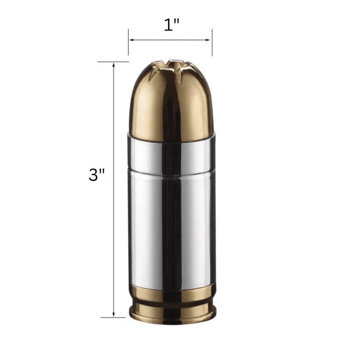 Bullet - Shaped Torch Lighter, 3 - Inch, Blue Flame, Butane Refillable with Bottle Opener, Silver and Gold - HittCraft Bullet Gifts