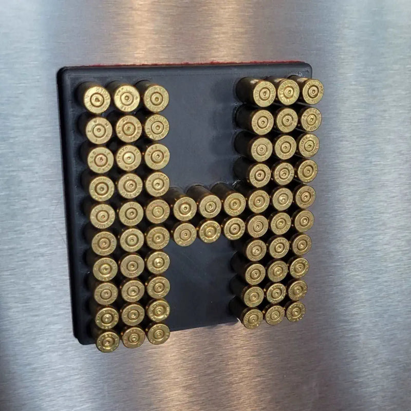 9mm bullet casing refrigerator or safe magnet in the shape of an H