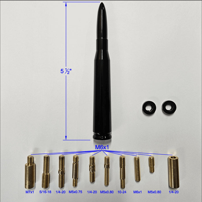 50 Caliber BMG Bullet Antenna, Vehicle Accessories, Exterior Styling, 50 Cal, Short antenna, Chevy, Dodge, Jeep, Ford, and many more. - HittCraft Bullet Gifts