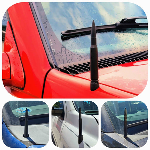 50 Caliber BMG Bullet Antenna, Vehicle Accessories, Exterior Styling, 50 Cal, Short antenna,  Chevy, Dodge, Jeep, Ford, and many more.