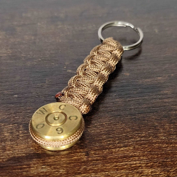 50 Caliber BMG Bullet Paracord Keychain Color Tan, Heavy Duty Tactical Keychain, Outdoor Survival Keychain, Novelty Bullet Keyring - HittCraft Bullet Gifts