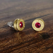 9mm Bullet Casing Stud Earrings, January Birthstone, Gemstone Earrings, Birthstone Jewelry Gift, Fashion Accessories for Gun Lovers - HittCraft Bullet Gifts