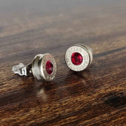 9mm Nickel Bullet Casing Stud Earrings, January Birthstone, Gemstone Earrings, Birthstone Jewelry Gift, Fashion Accessories for Gun Lovers - HittCraft Bullet Gifts