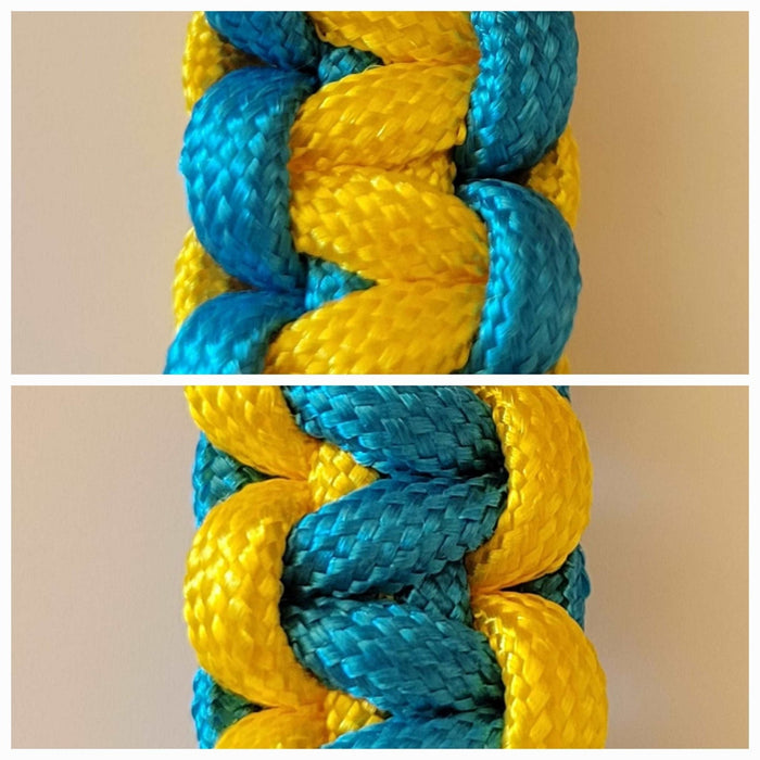 Turquoise and Yellow 50 Caliber Bullet Paracord Keychain